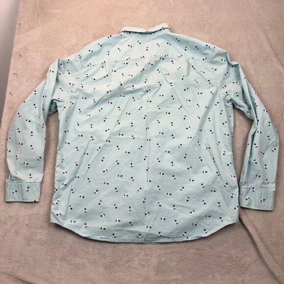 American Eagle Outfitters Mens Shirt XXL Long Sleeve Pineapple Button Up Blue - Picture 11 of 11